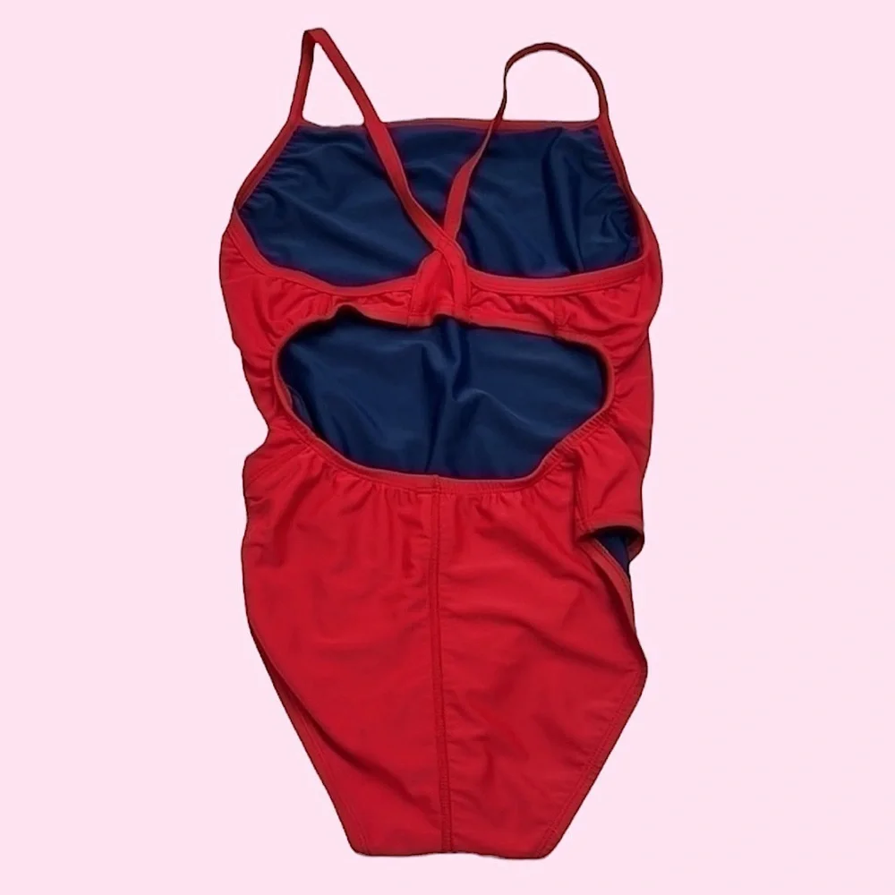 RED WOMANS LIFEGUARD ONE PIECE BATHING SUIT